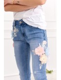 Women\'s denim trousers with applications 35580 - Online store - Boutique